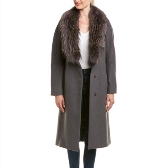 ♦️Cinzia Rocca raccoon fur trimmed long coat - Picture 1 of 8